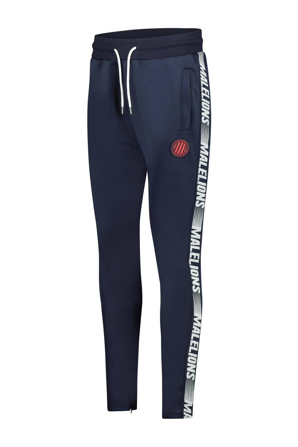 Malelions tapered fit joggingbroek Trackpants Striker met zijstreep blauw/wit/rood, Blauw/wit/rood