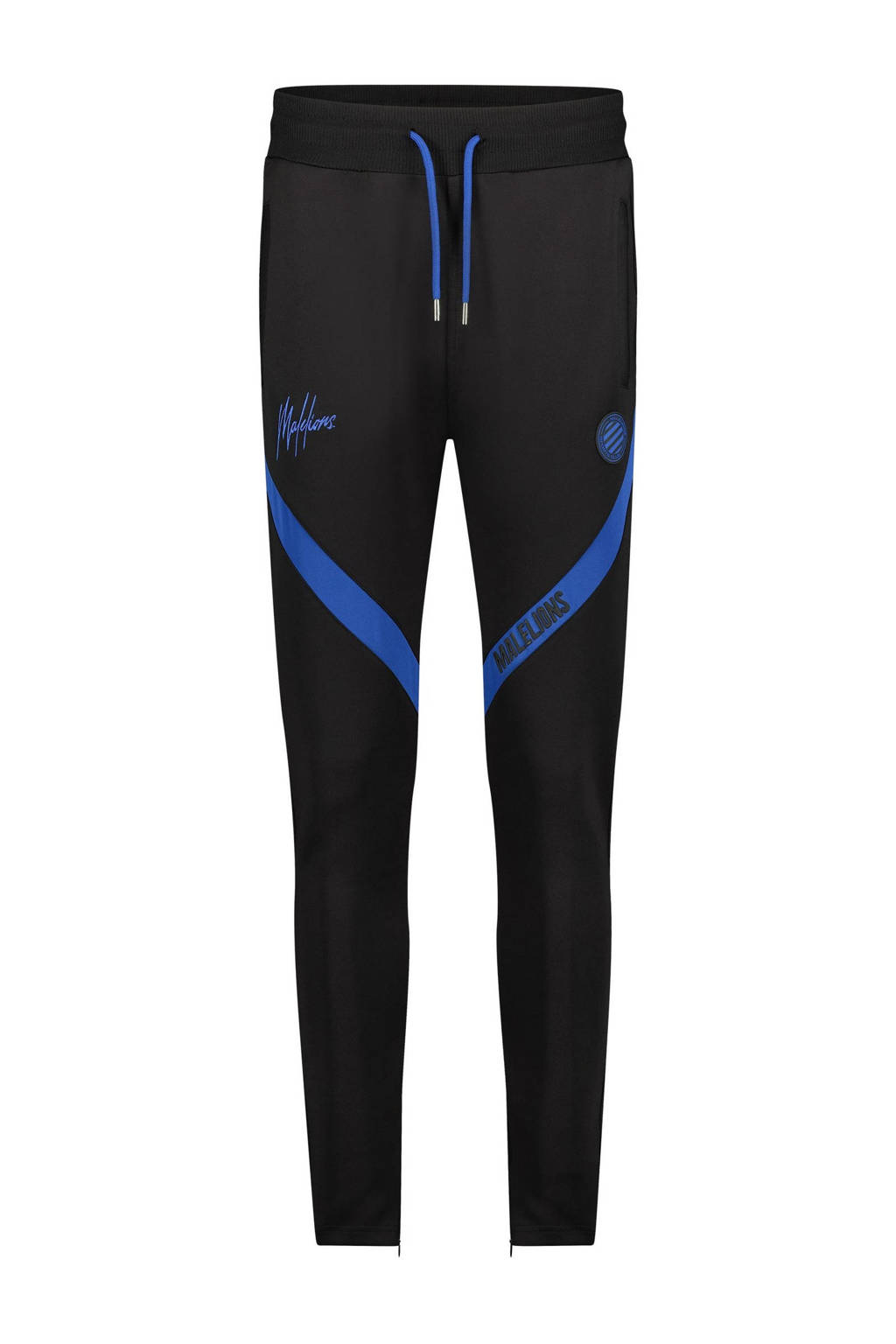 Malelions regular fit joggingbroek Trackpants Pre-Match met logo zwart/blauw, Zwart/blauw
