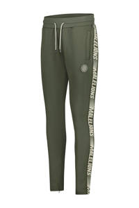 Malelions tapered fit joggingbroek Trackpants Striker met zijstreep groen/ecru, Groen/ecru