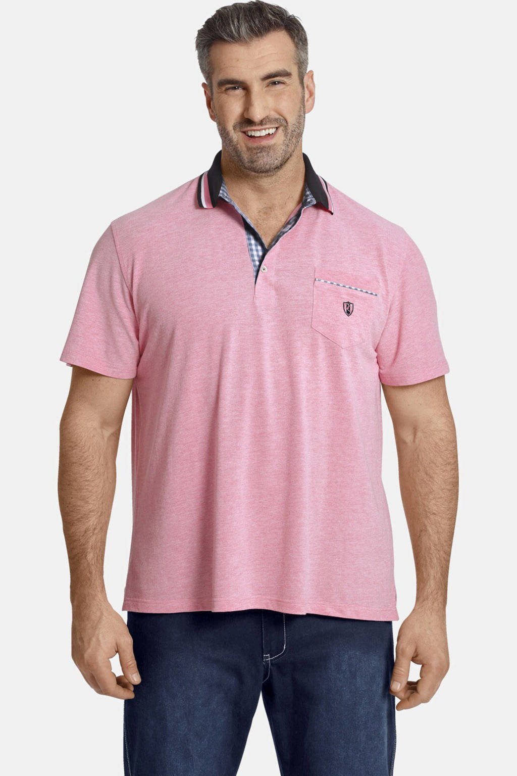 Charles Colby oversized polo EARL ZEON Plus Size met logo roze, Roze