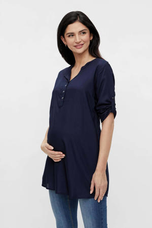 zwangerschaps- en voedingstuniek MLMERCY met ceintuur donkerblauw