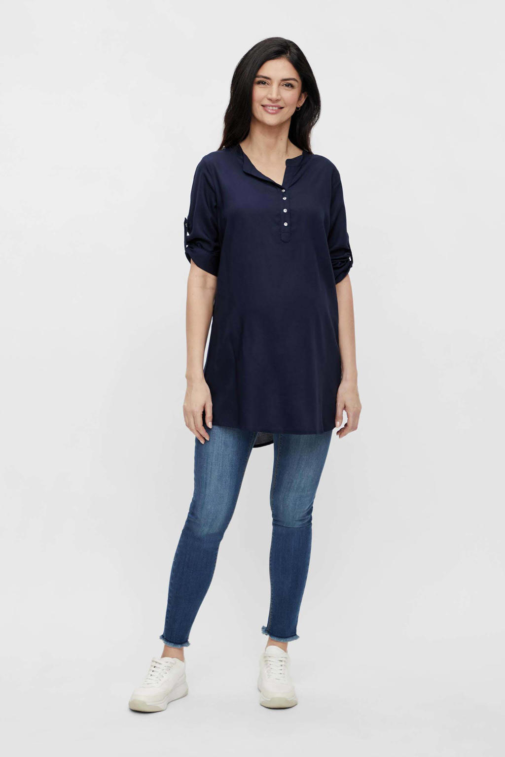 MAMALICIOUS zwangerschaps- en voedingstuniek MLMERCY met ceintuur donkerblauw