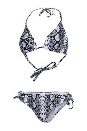 triangel bikini Bodile met slangen print zwart/wit