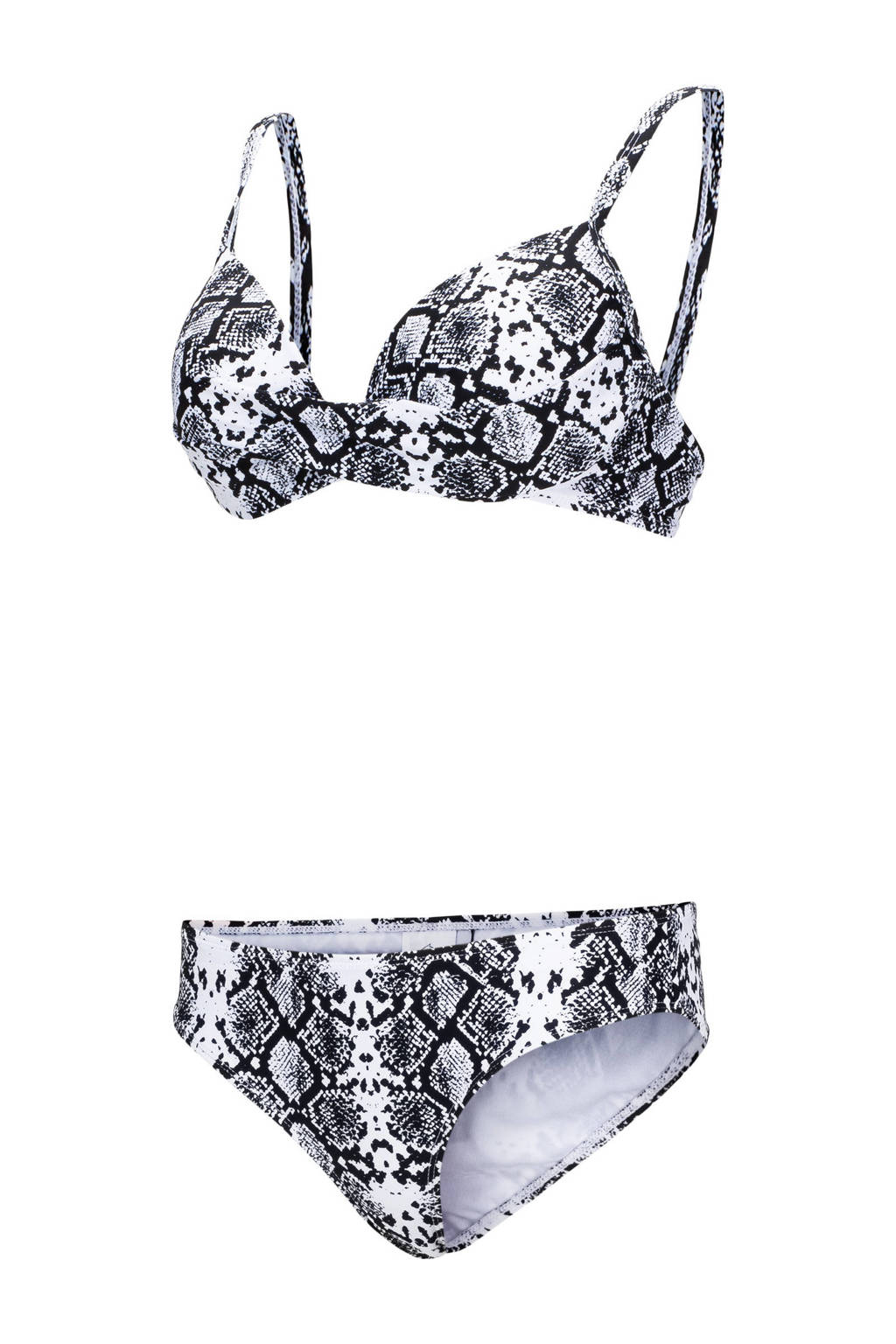 Falcon beugel bikini met slangen print zwart/wit, Zwart/wit