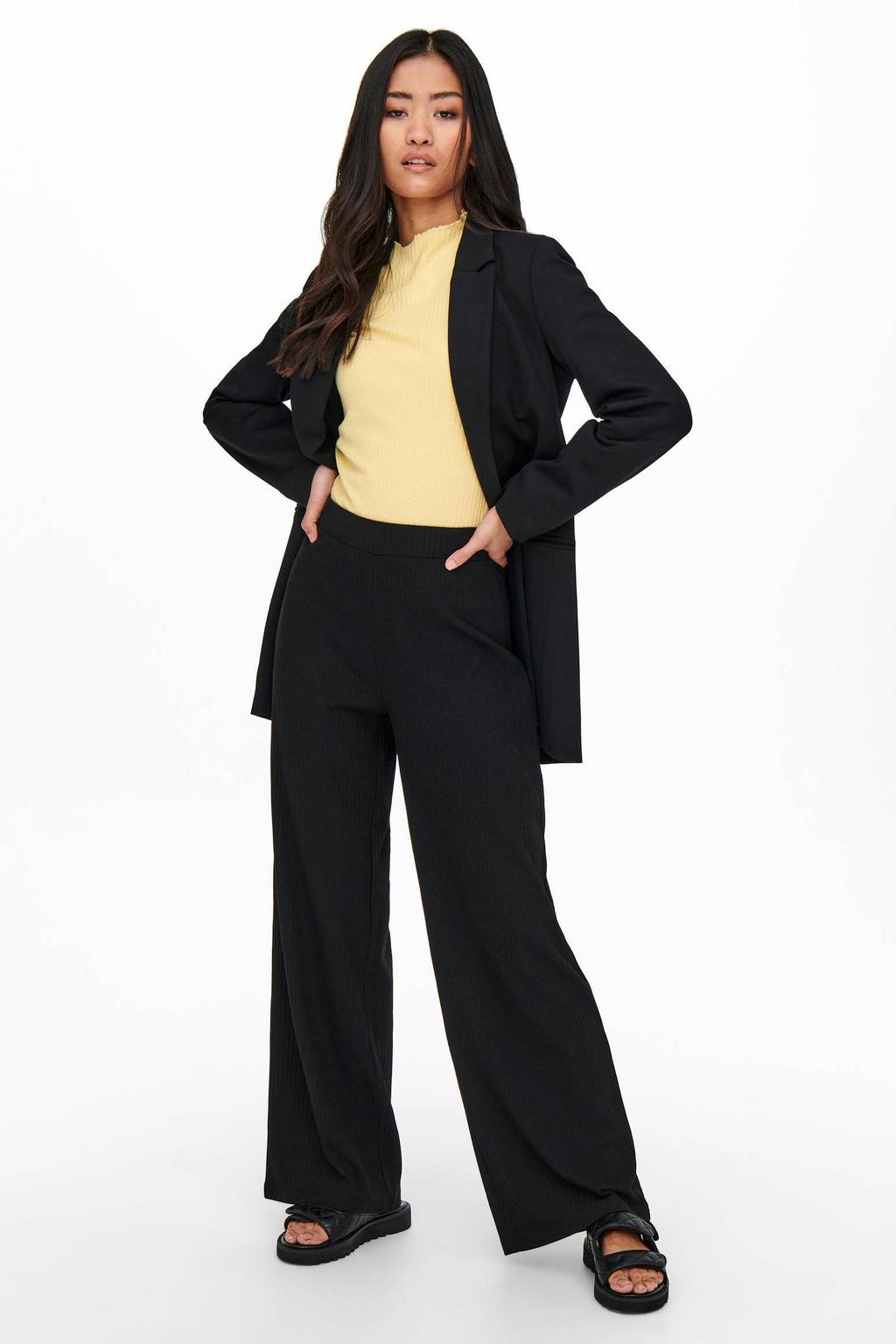 ONLY wide leg broek ONLNELLA zwart
