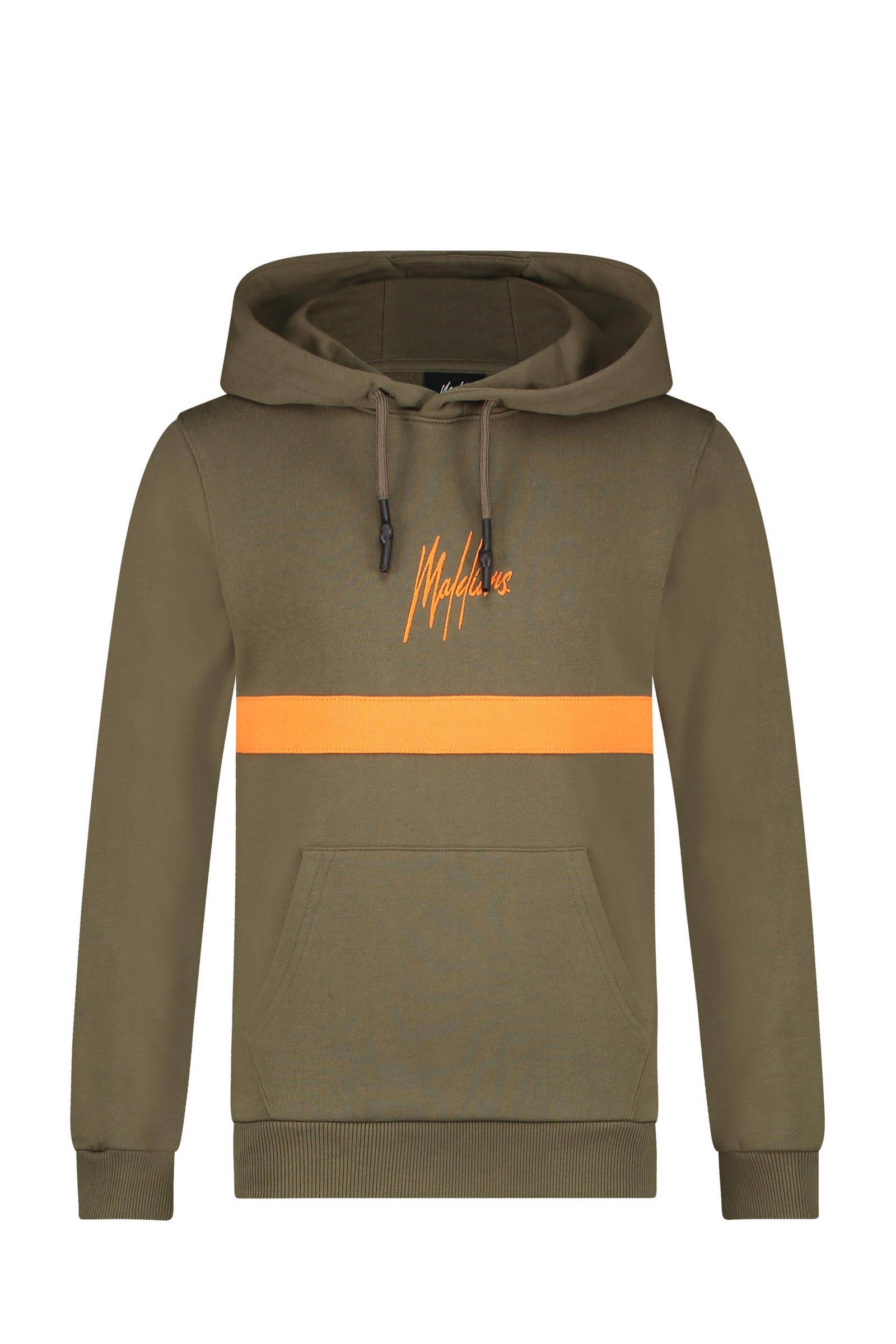 Malelions hoodie met logo donkergroen/oranje online kopen