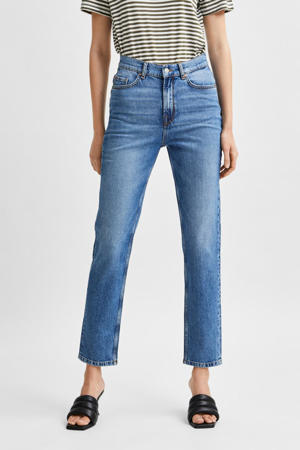 high waist straight fit jeans SLFAMY  medium blue denim