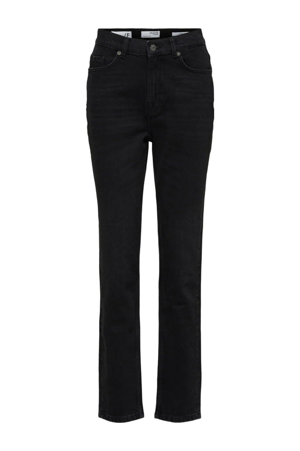 SELECTED FEMME high waist straight fit jeans SLFAMY black denim wehkamp