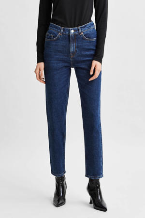 high waist straight fit jeans SLFAMY  dark blue denim