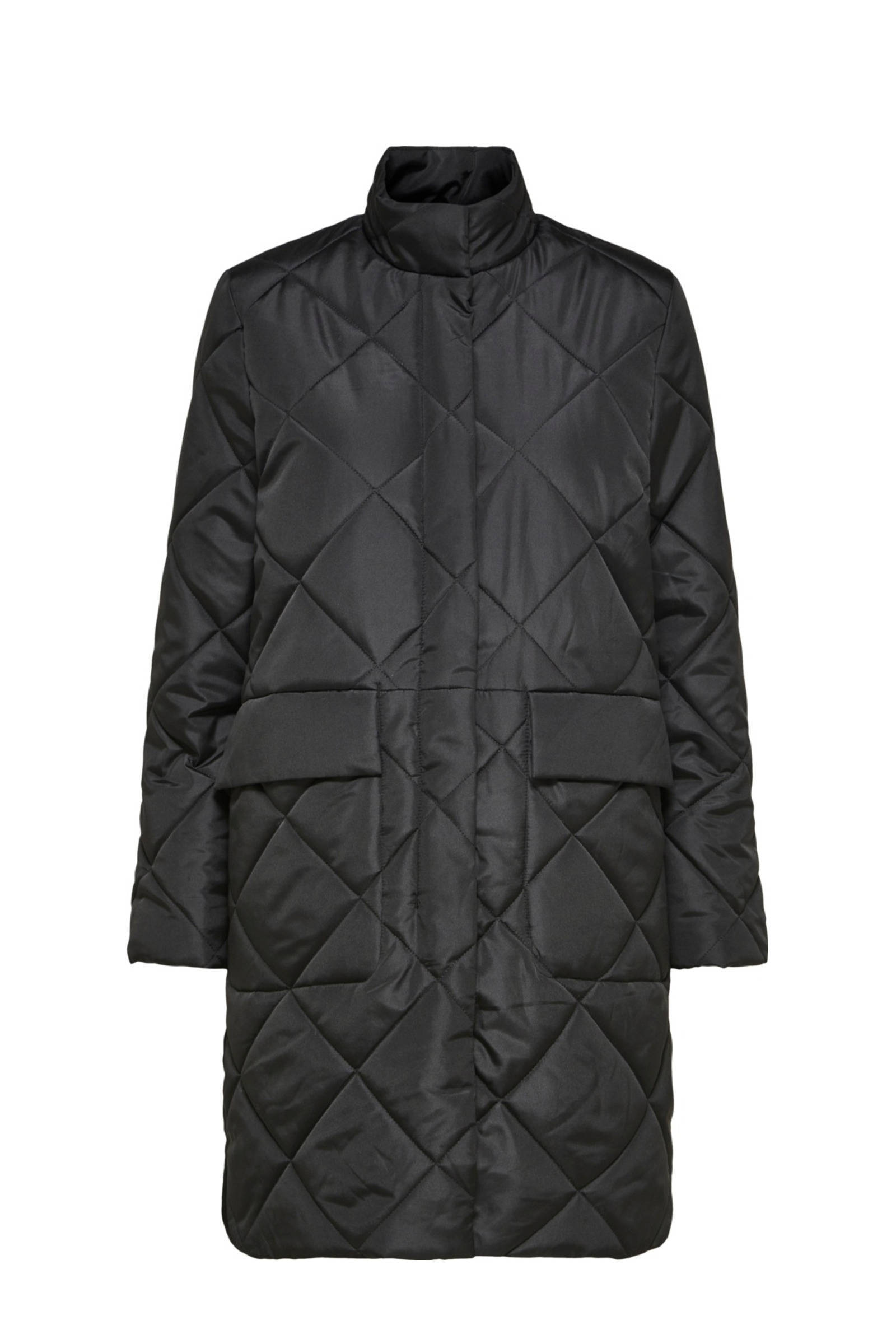 SELECTED FEMME quilted gewatteerde winterjas SLFNADDY van gerecycled polyester zwart online kopen