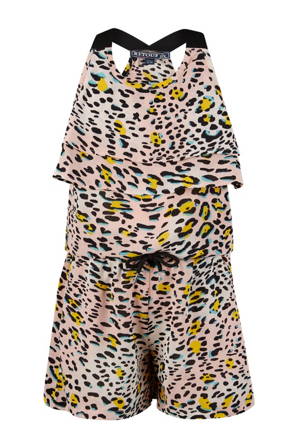Retour Denim jumpsuit Ilaya met dierenprint roze/geel/zwart, Roze/geel/zwart