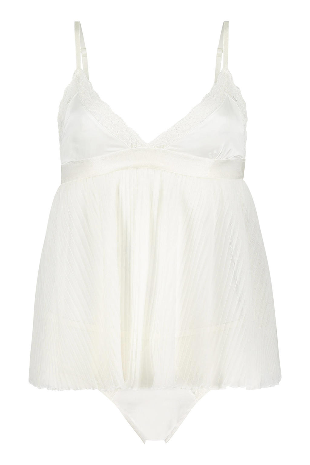 Hunkemöller babydoll Evangeline met string wit | wehkamp