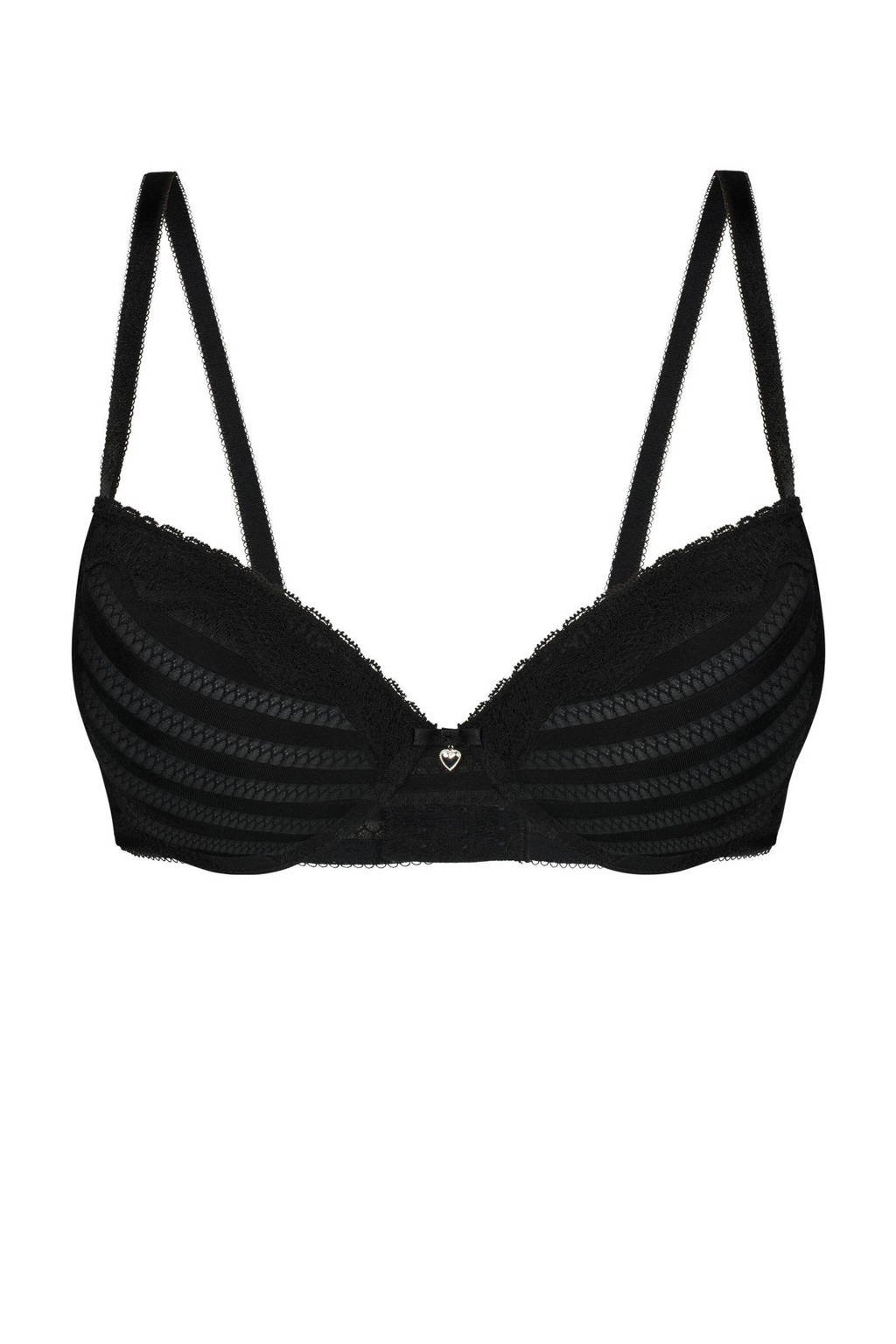 Sassa Mode gestreepte push-up bh zwart, Zwart