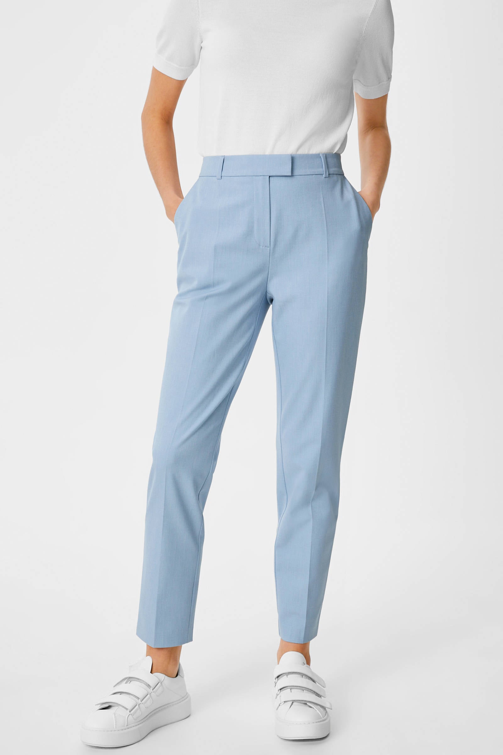C\u0026A Yessica Tailored slim fit broek lichtblauw | wehkamp