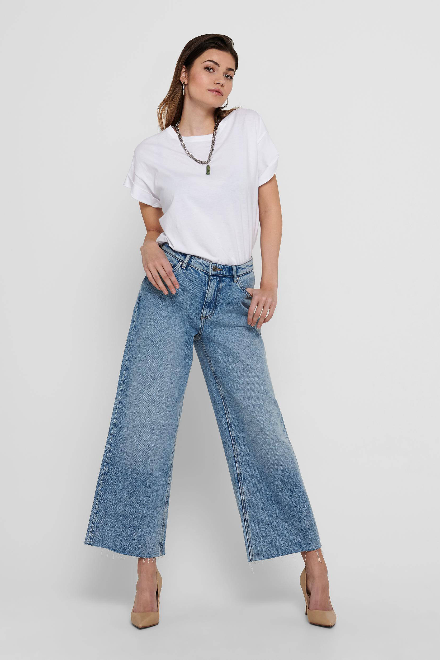 ONLY high waist cropped wide leg jeans 