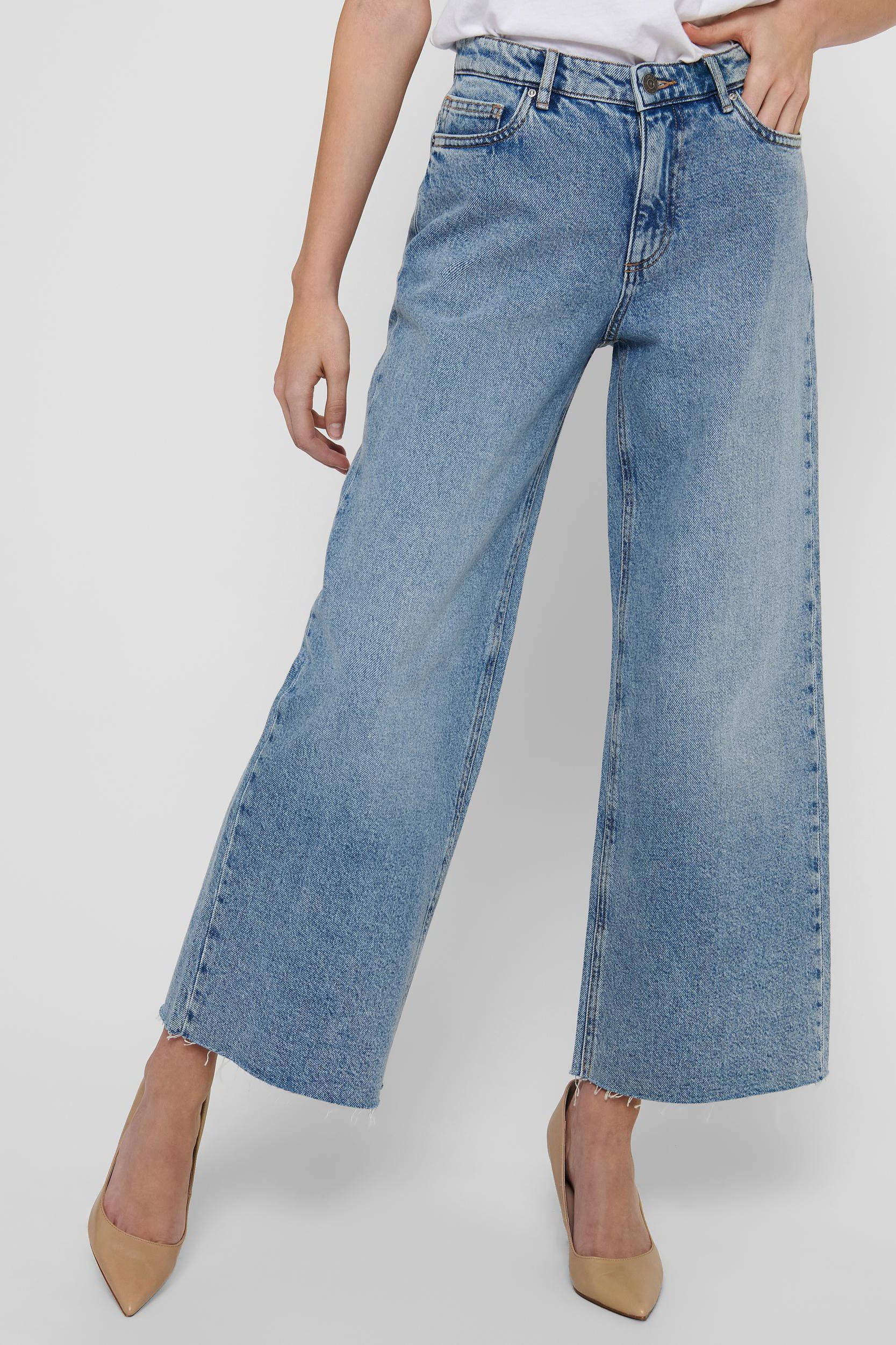 ONLY high waist cropped wide leg jeans 