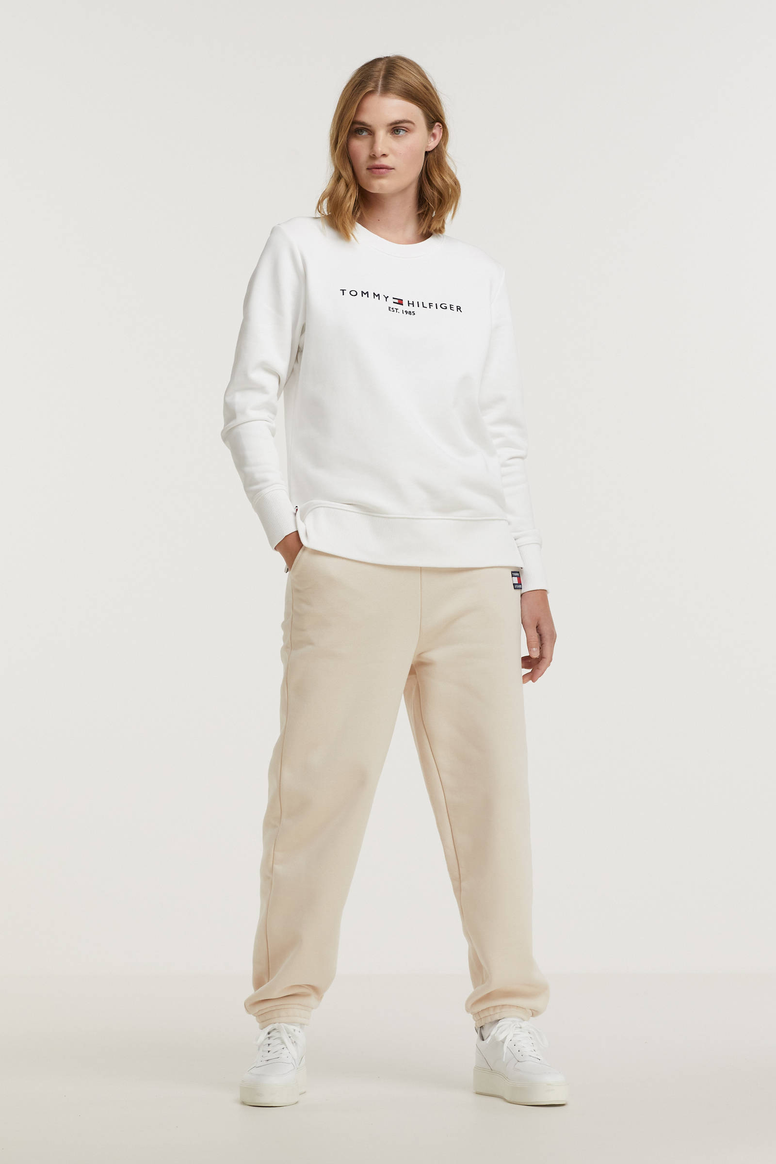 Tommy Hilfiger sweater van biologisch katoen wit | wehkamp