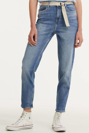 high waist tapered fit jeans blauw