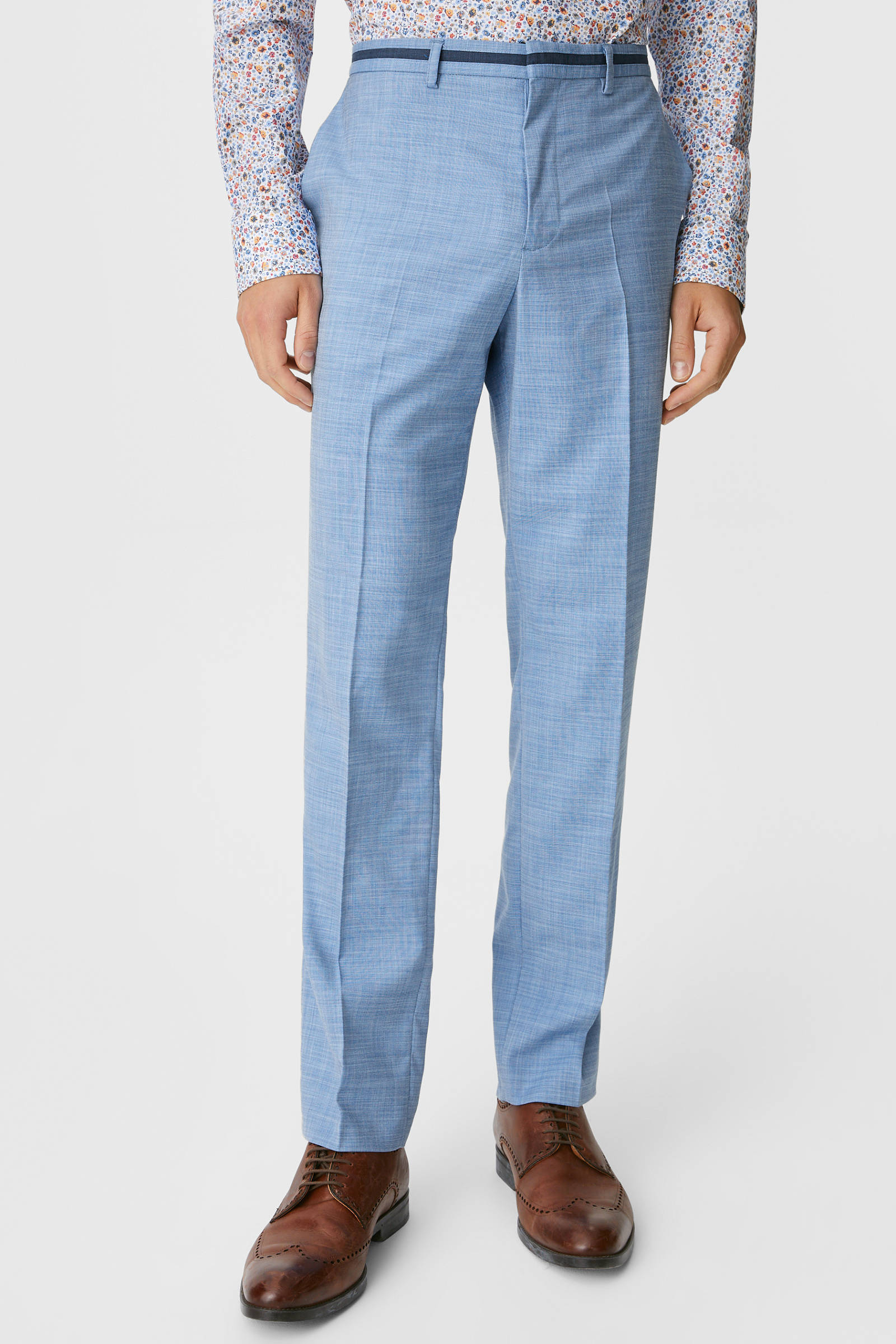 Lichtblauwe fit pantalons voor heren in de maat xl | KLEDING.nl