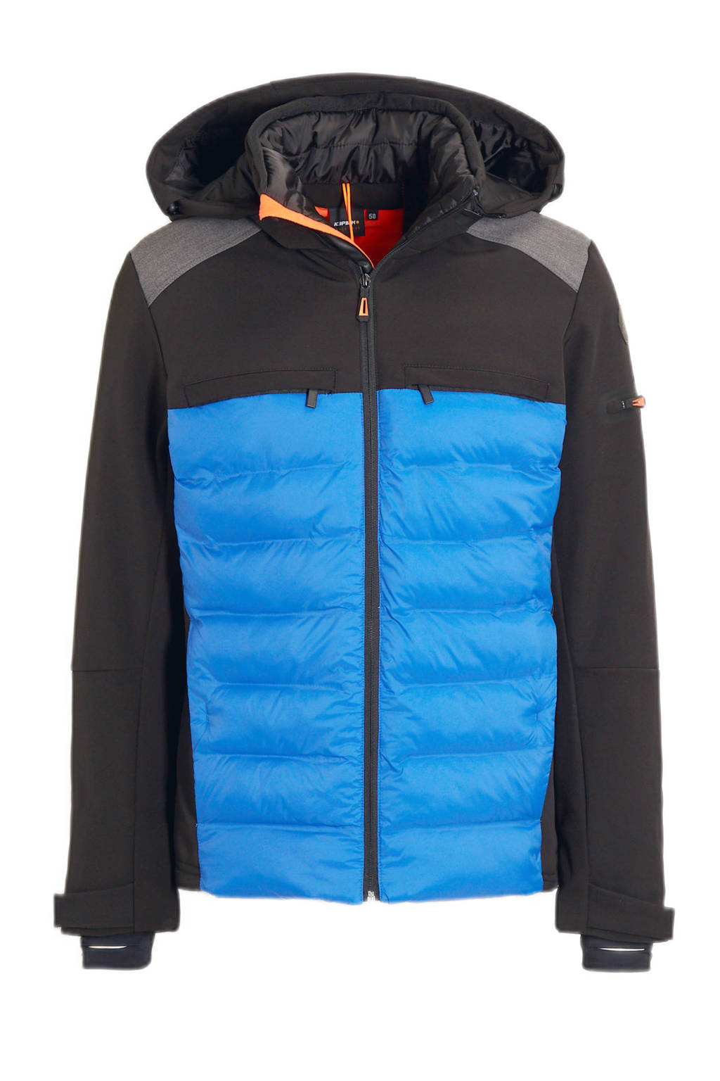 Blauw en zwarte heren Icepeak ski-jack Etha van polyester met meerkleurige print en rits met windvanger