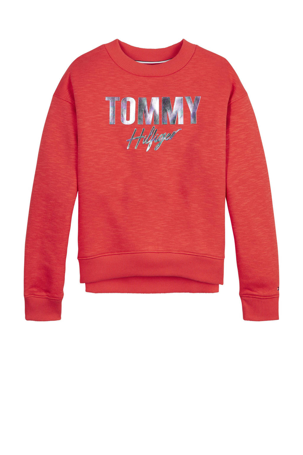 Moreel kroeg Aziatisch Tommy Hilfiger sweater met logo koraalrood/zilver | wehkamp