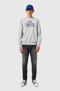 Diesel sweater S-GIRK-K22 SWEAT-SHIRT met printopdruk grey melange
