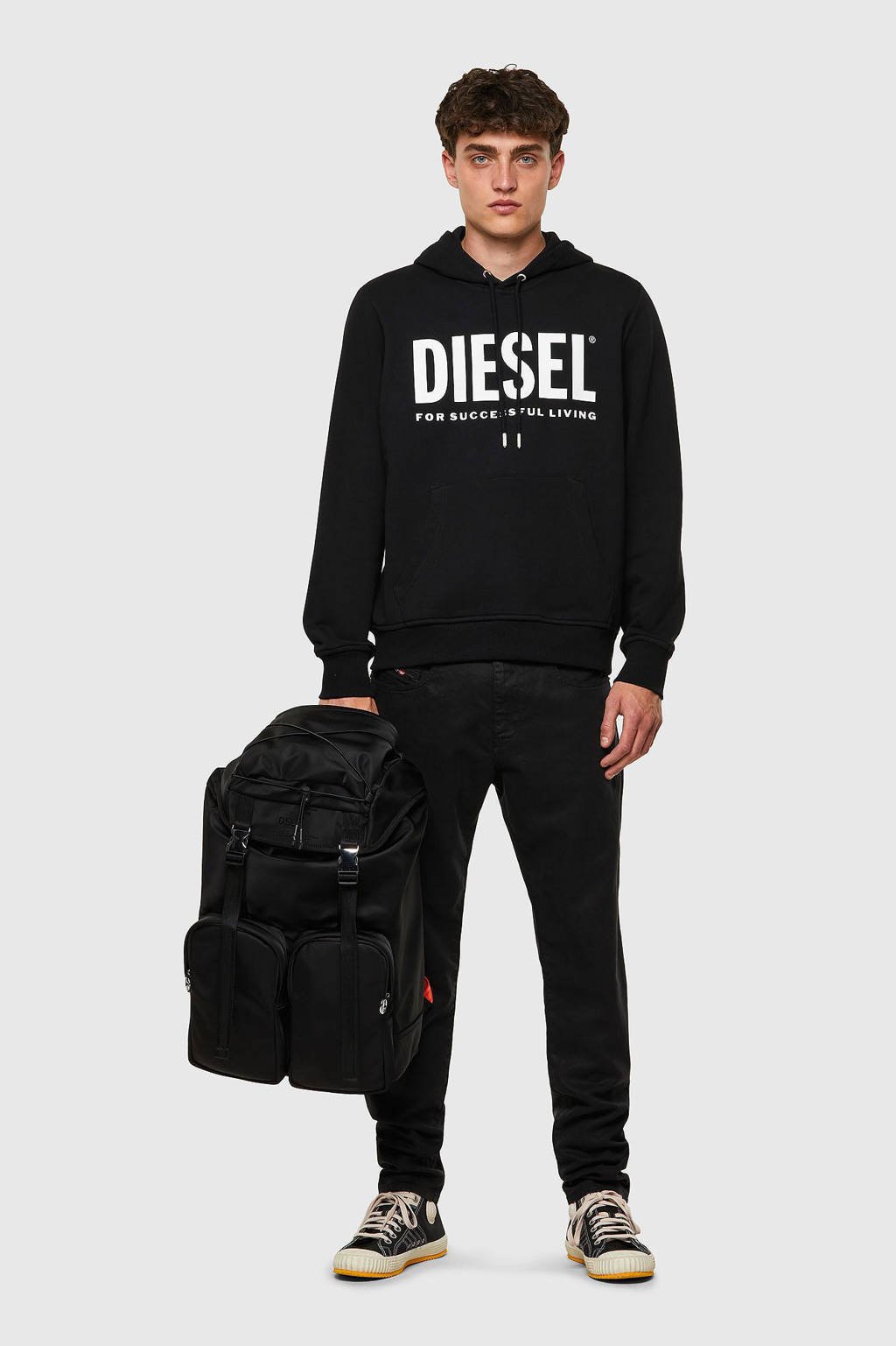 Diesel hoodie S-GIRK met logo 9xx black, 9XX Black