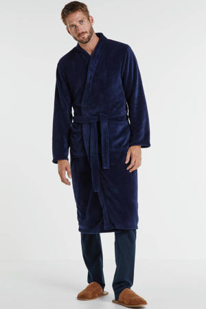 fleece badjas donkerblauw