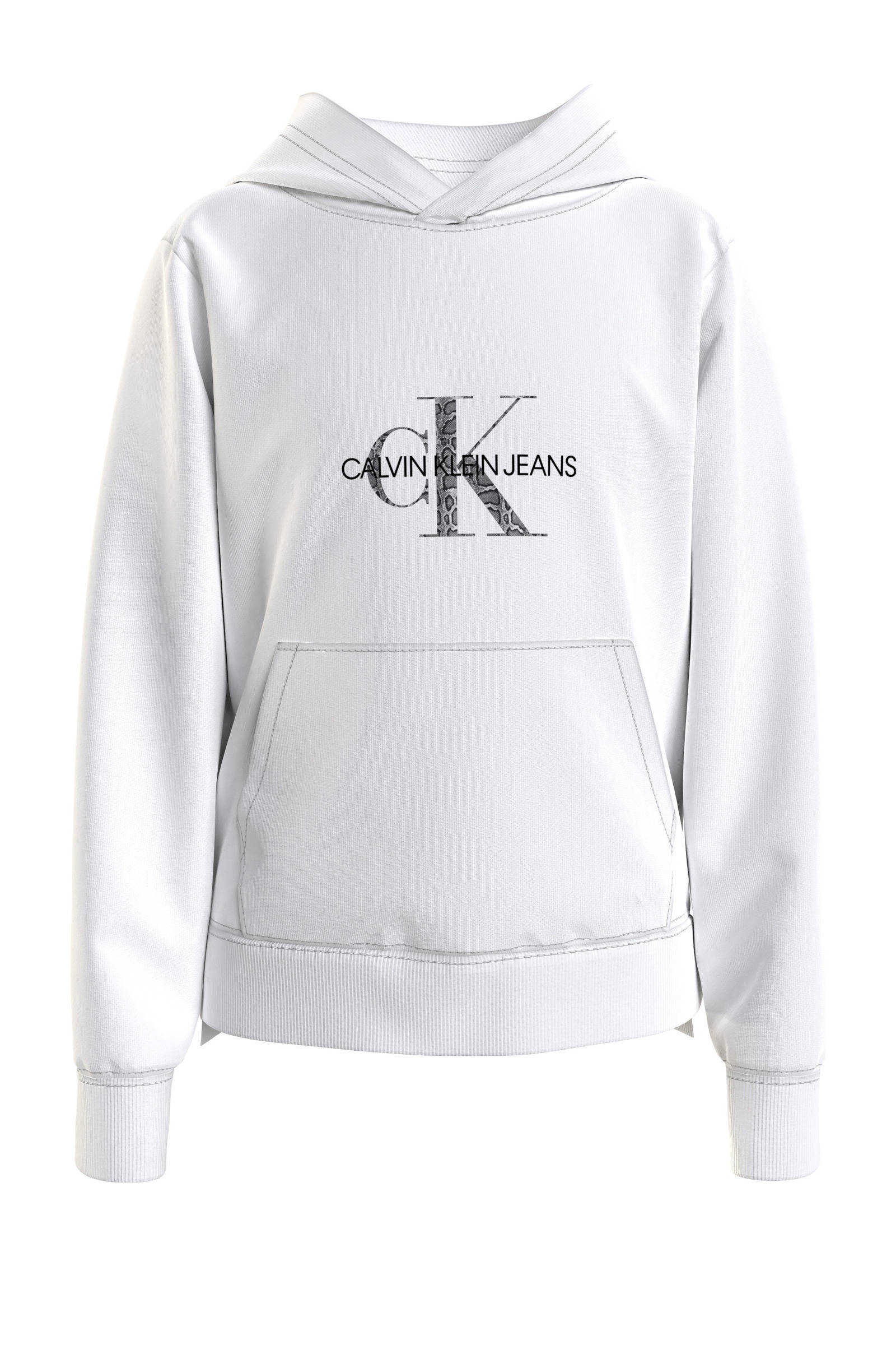 CALVIN KLEIN JEANS hoodie met logo wit | wehkamp