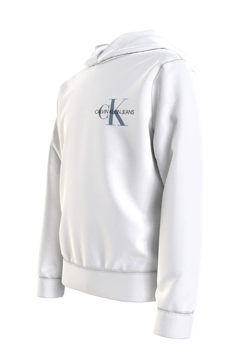 Witte jongens CALVIN KLEIN JEANS hoodie van duurzame sweatstof met logo dessin, lange mouwen, capuchon en geribde boorden