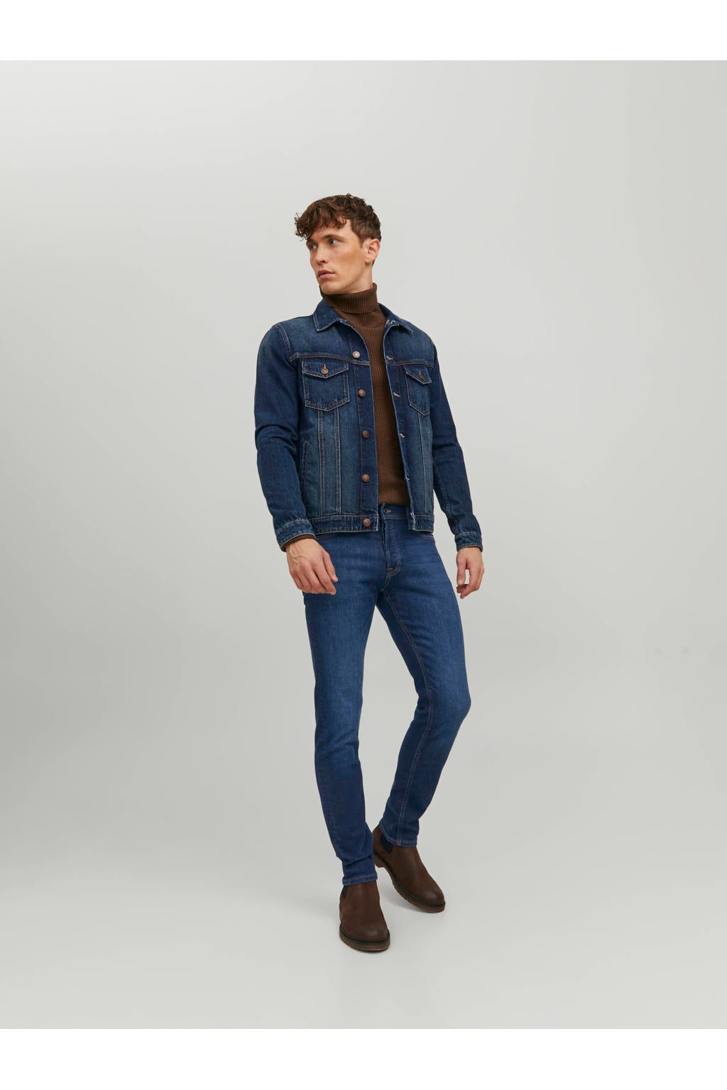 JACK & JONES JEANS INTELLIGENCE slim fit jeans JJIGLENN JJORIGINAL blauw