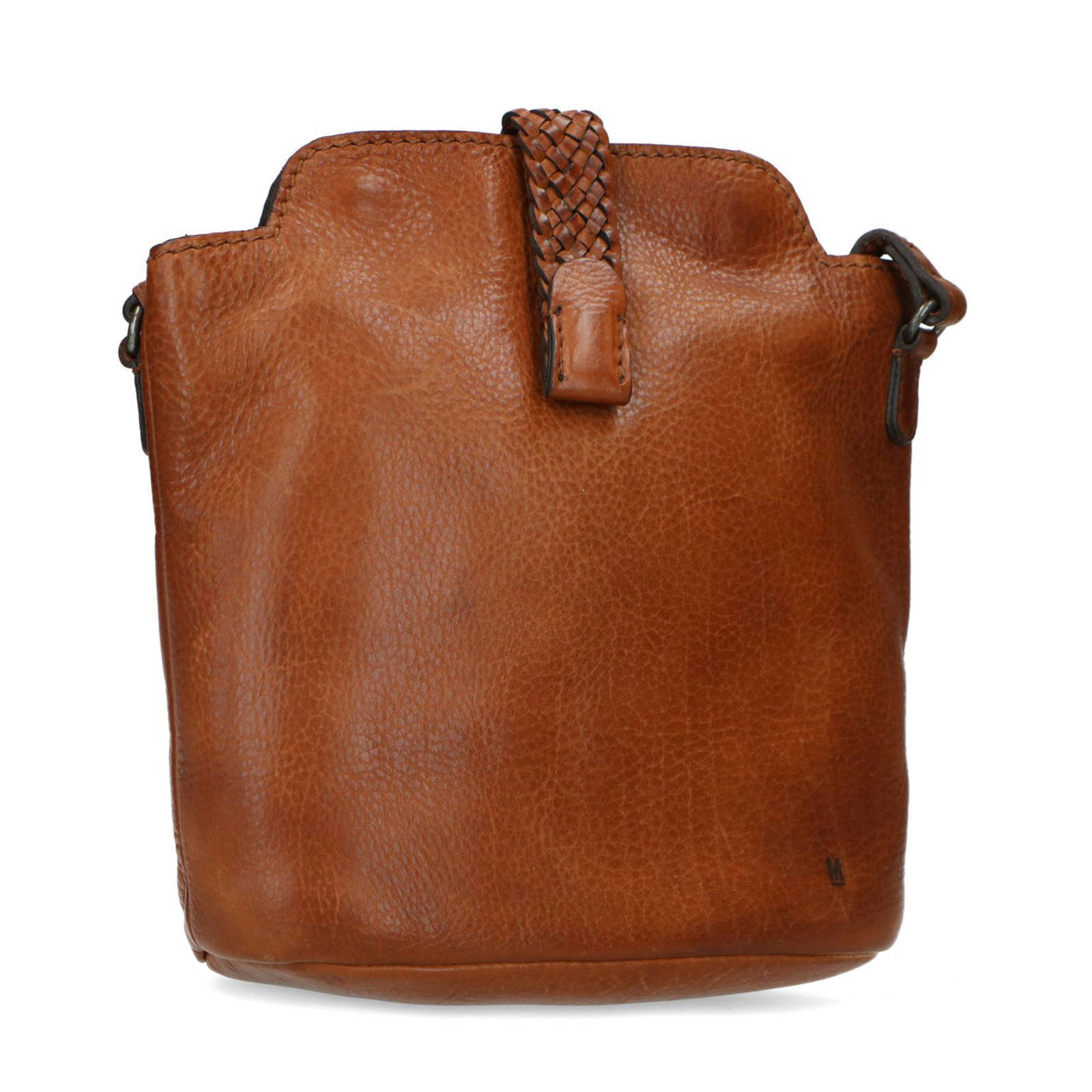 Manfield leren crossbody tas cognac wehkamp