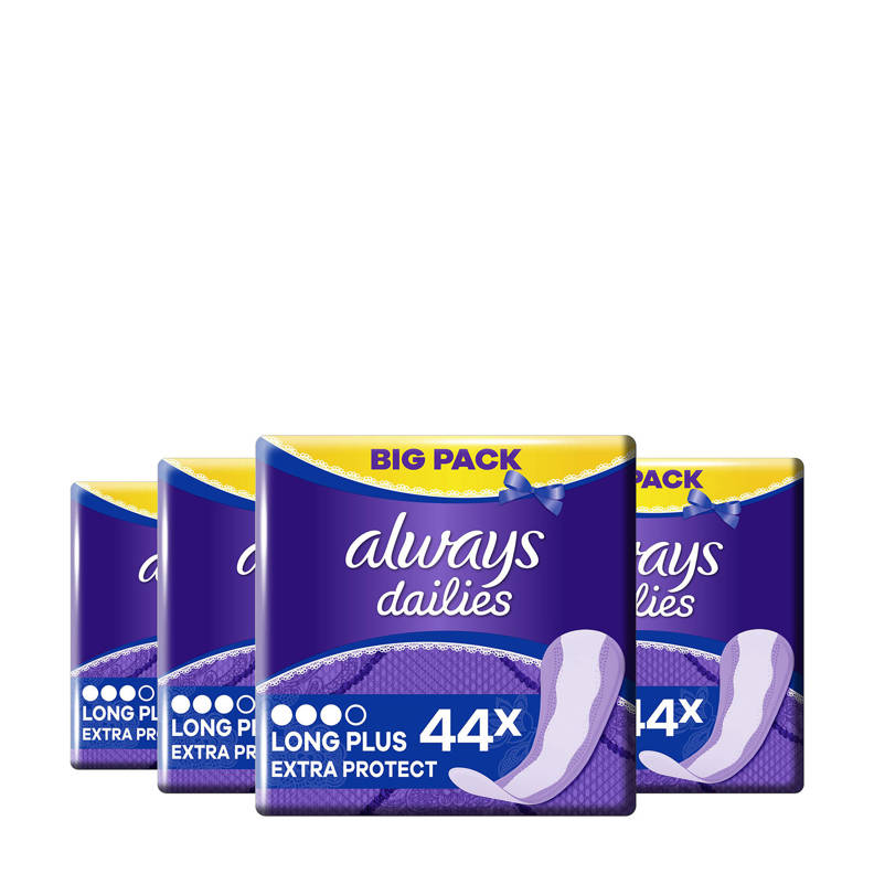 Always Dailies long plus extra protect inlegkruisjes 4 x 44 stuks
