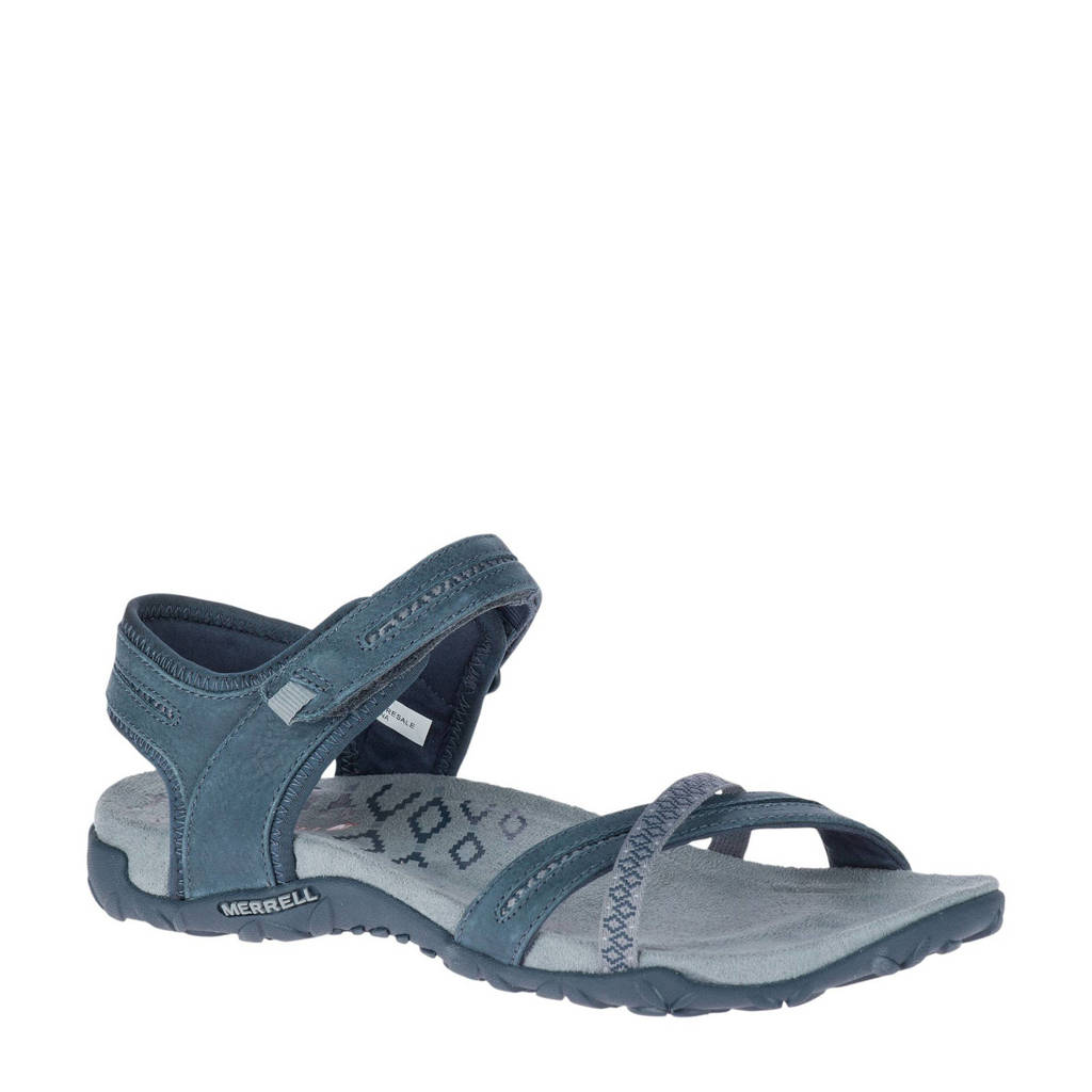 Grijs en zwarte dames Merrell Terran Cross II outdoor sandalen van imitatieleer met profielzool en klittenband