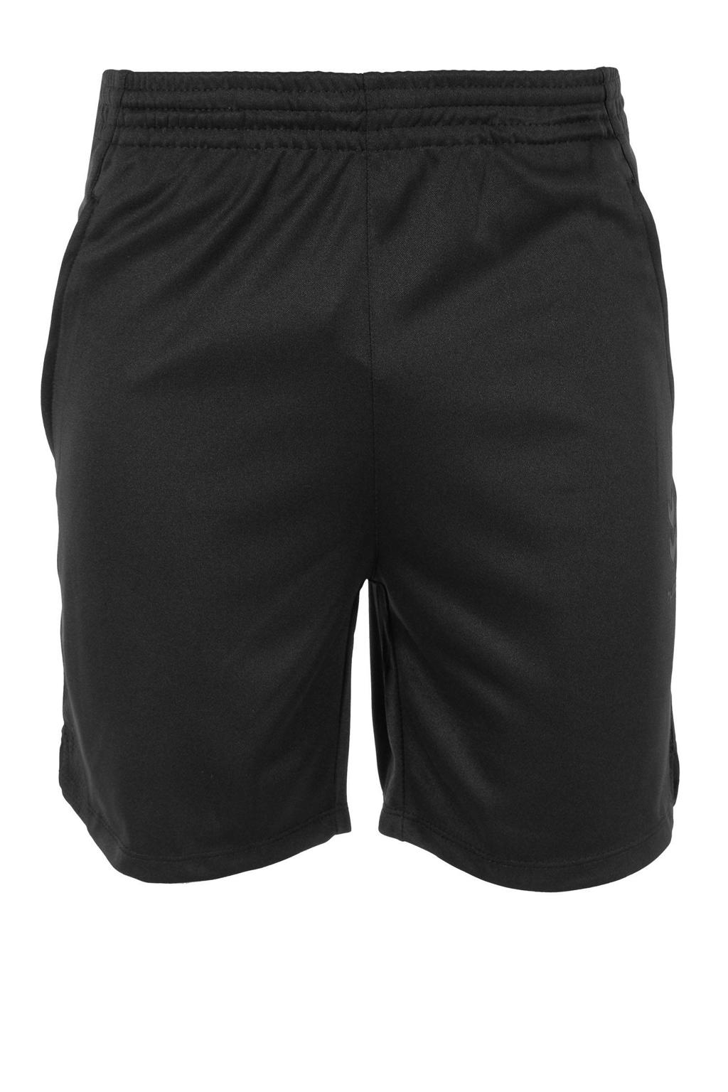 Zwarte jongens en meisjes hummel Junior sportshort van polyester met regular fit, elastische tailleband met koord en logo dessin