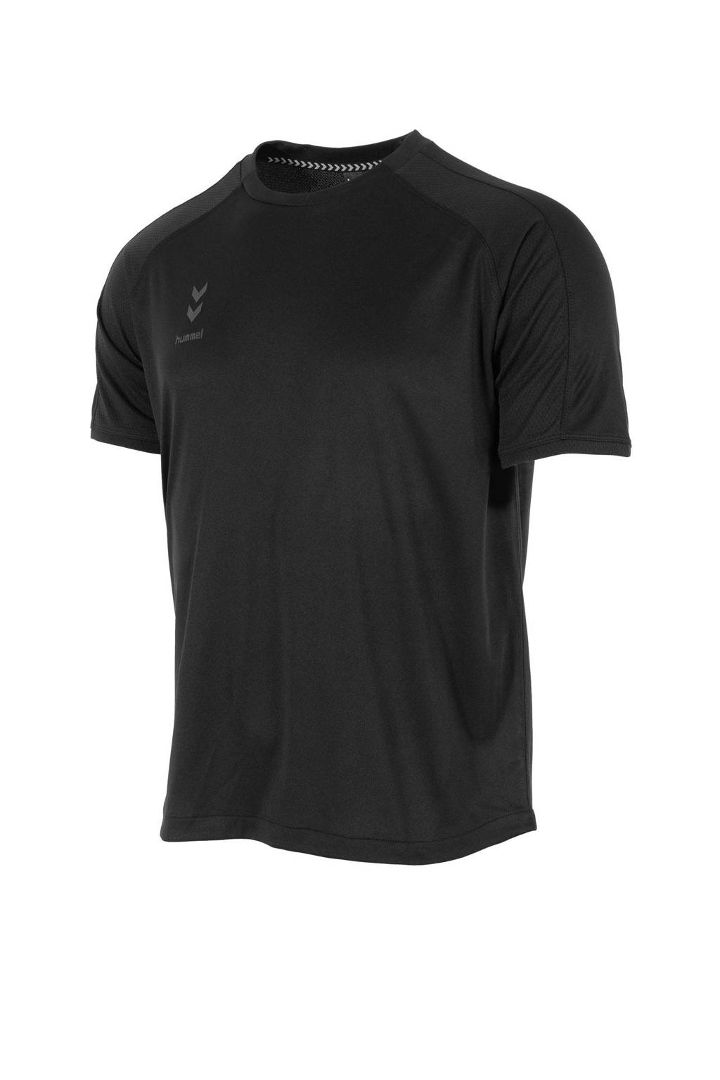 Zwarte heren hummel Senior sport T-shirt Ground Pro van polyester met korte mouwen en ronde hals