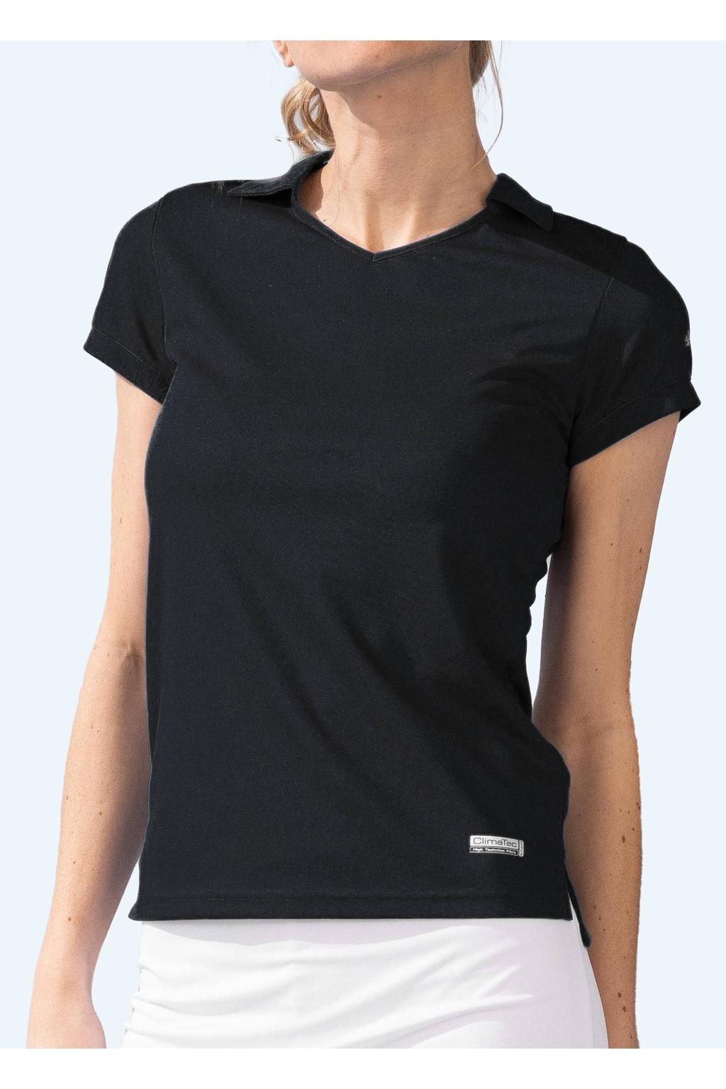Zwarte meisjes Reece sportpolo van polyester met korte mouwen en knoopsluiting