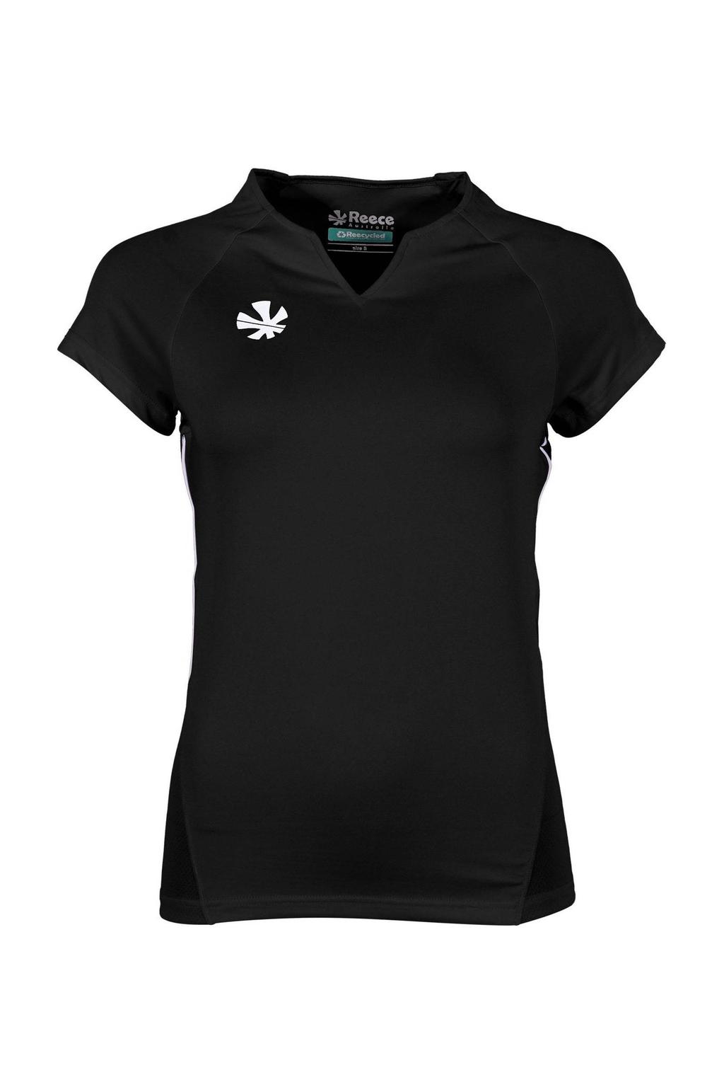 Zwarte meisjes Reece Australia sport T-shirt Rise van gerecycled polyester met logo dessin, korte mouwen en V-hals