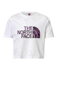 The North Face cropped T-shirt Easy met logo wit/paars, Paars