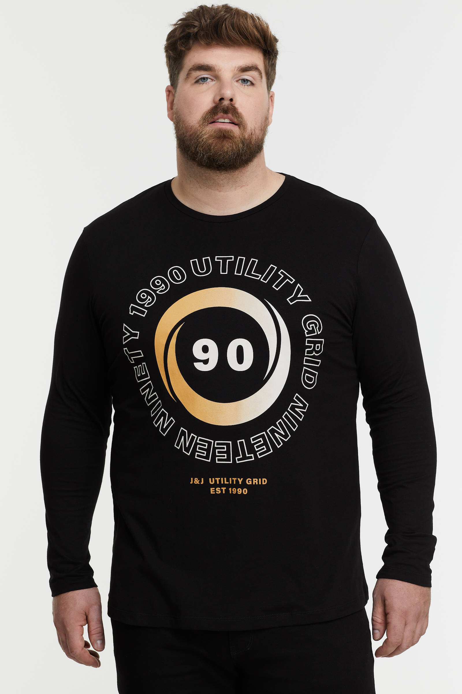 JACK & JONES PLUS SIZE longsleeve JCOBOOSTER Plus Size met printopdruk zwart