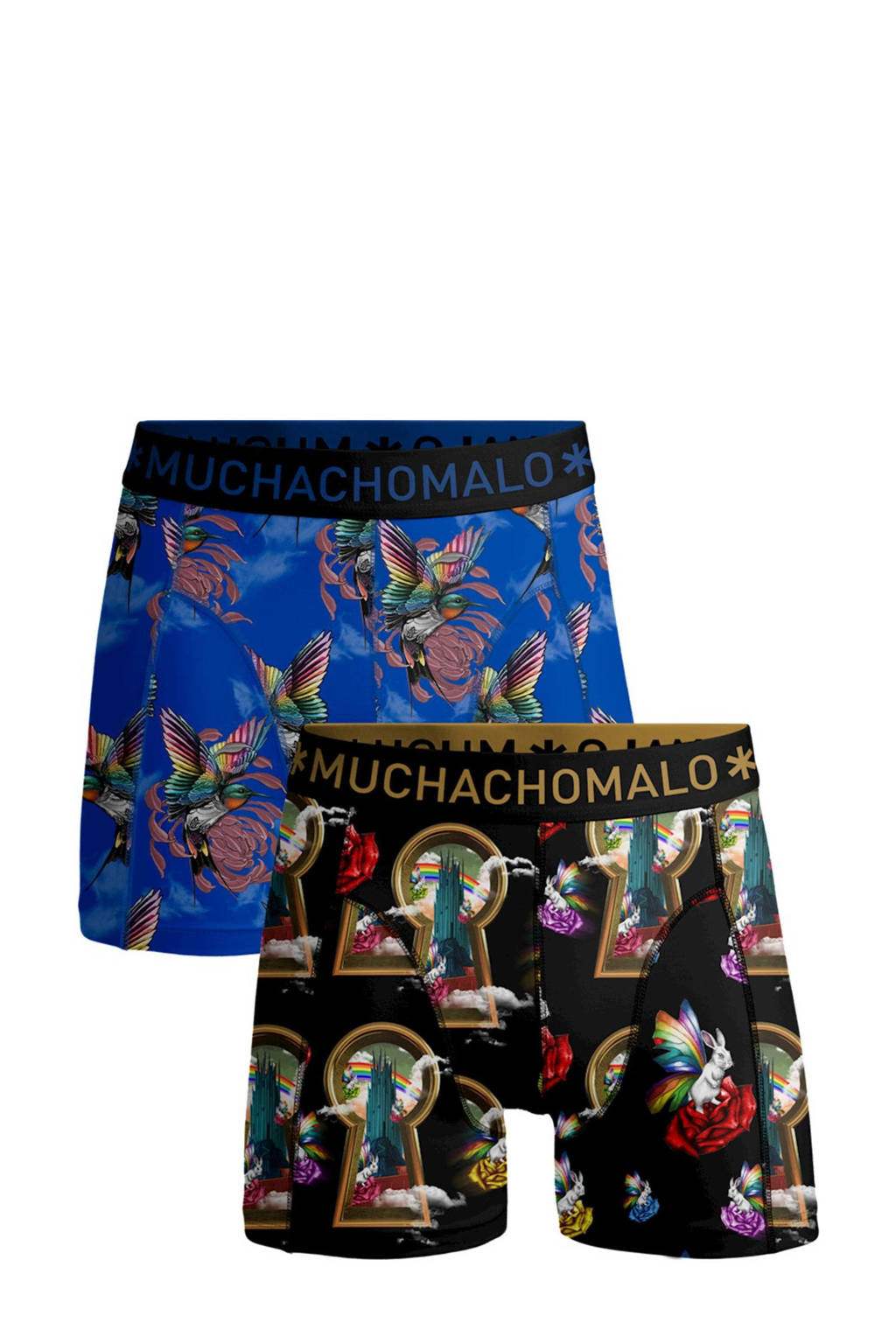 Muchachomalo boxershort Over the rainbow - set van 2 zwart/blauw, Zwart/blauw