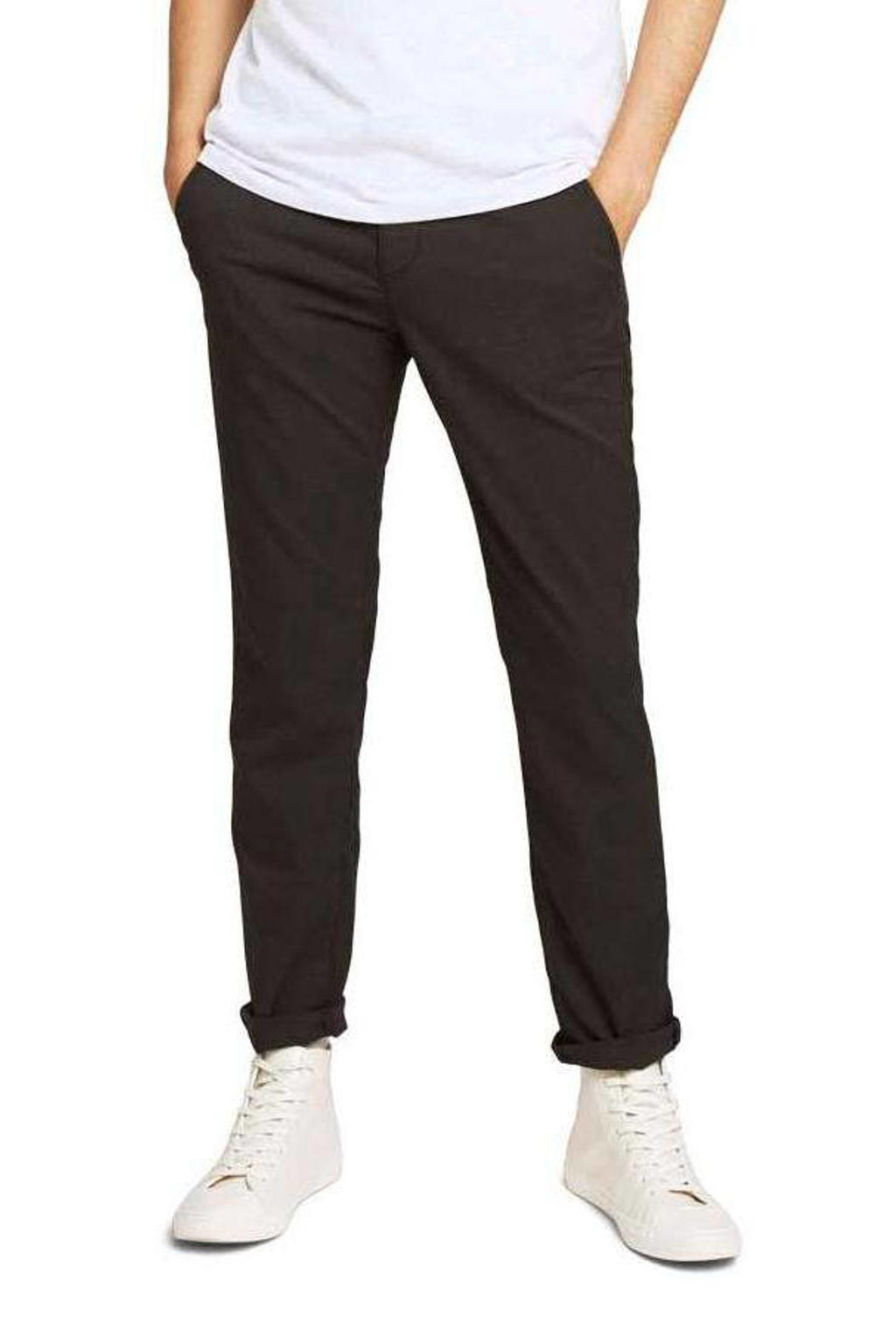 Tom Tailor Denim geruite straight fit broek antraciet/zwart