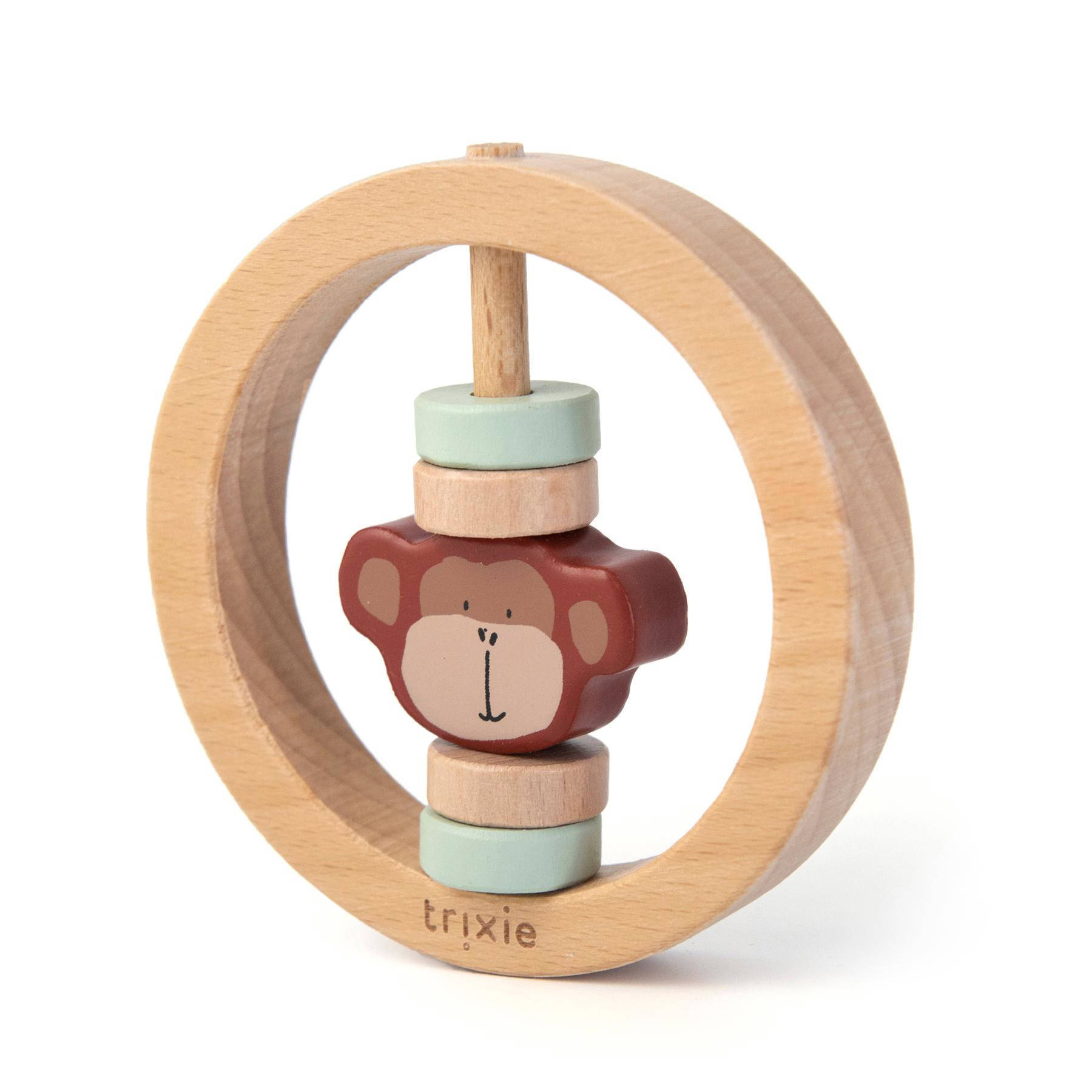 TRIXIE Baby Accessoires Wooden round rattle Mr. Monkey Bruin online kopen
