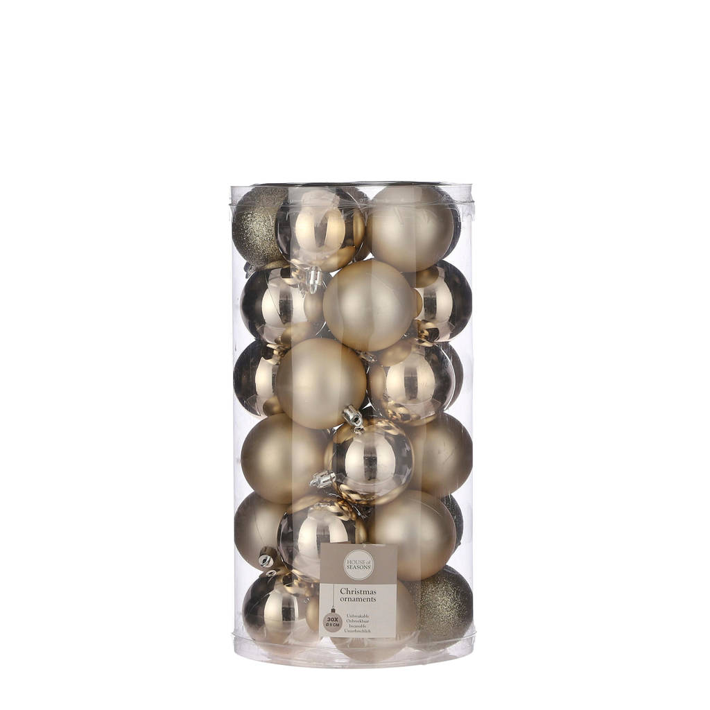 House of Seasons kerstbal (set van 30) (ø6 cm), Champagne
