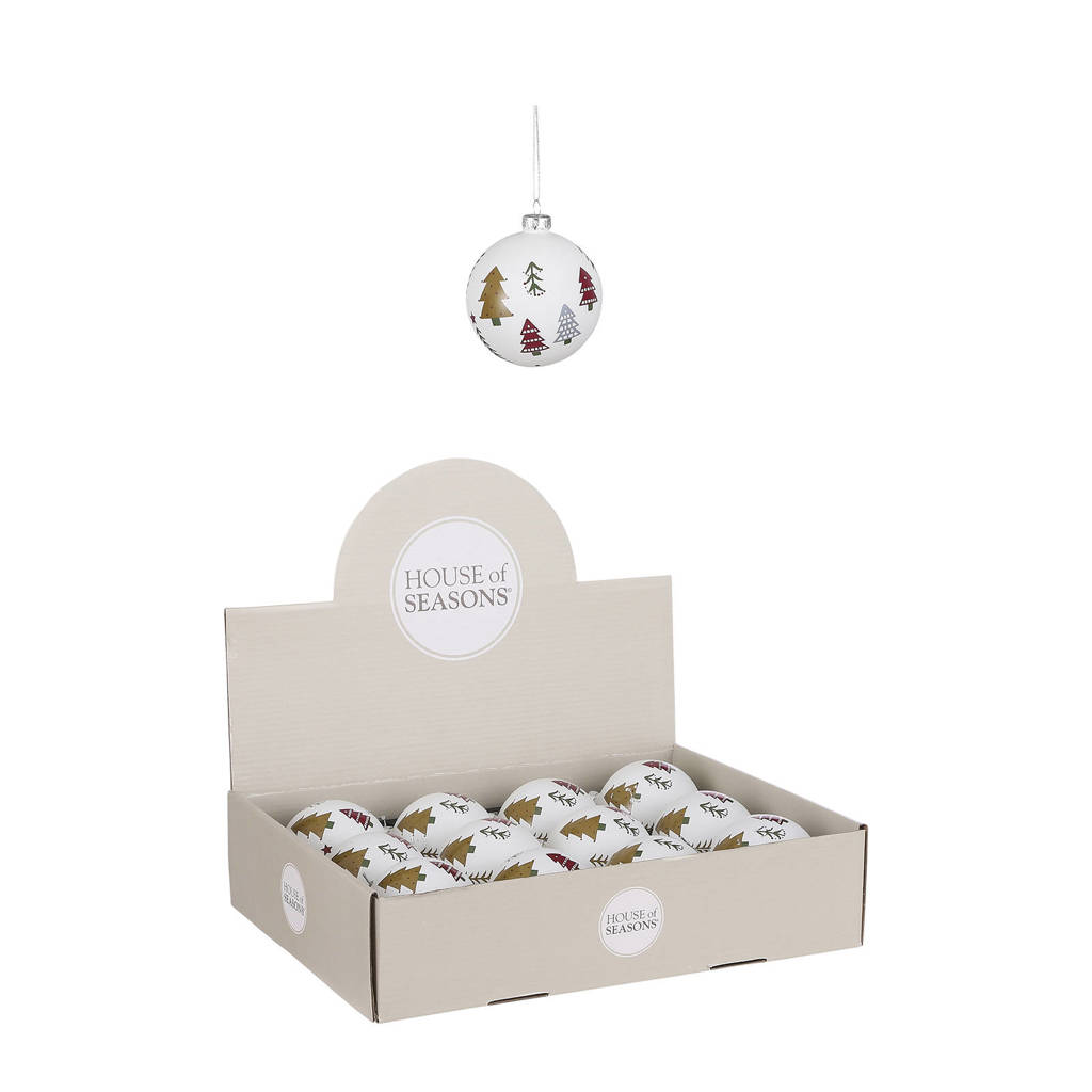 House of Seasons kerstbal (1 stuk) (ø8 cm), Wit