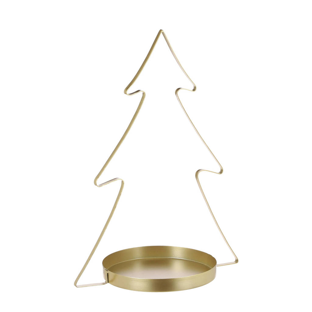 House of Seasons waxinelichthouder kerstboom, Goud