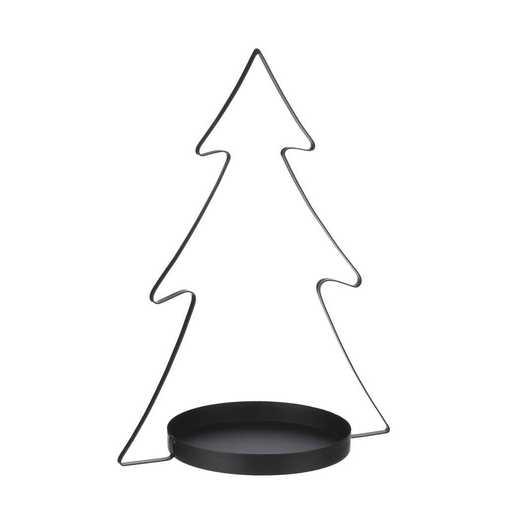 House of Seasons waxinelichthouder kerstboom, Zwart