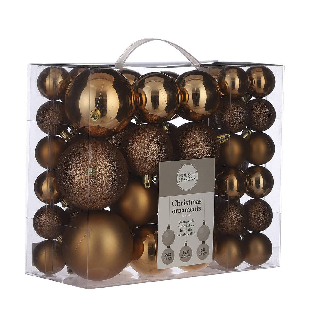 House of Seasons kerstbal (set van 46) (ø8 cm), Koper