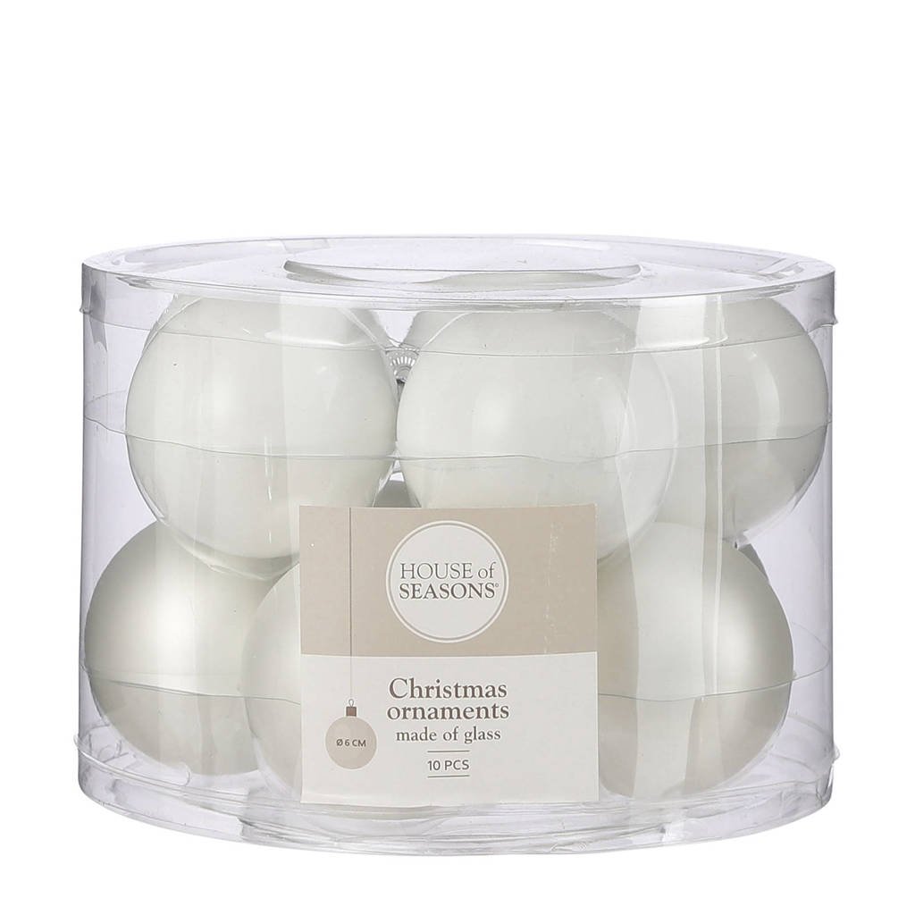 House of Seasons kerstbal (set van 10) (ø6 cm), Wit