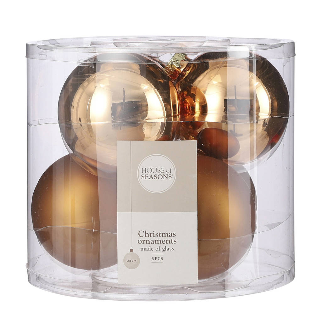 House of Seasons kerstbal (set van 6) (ø8 cm), Koper
